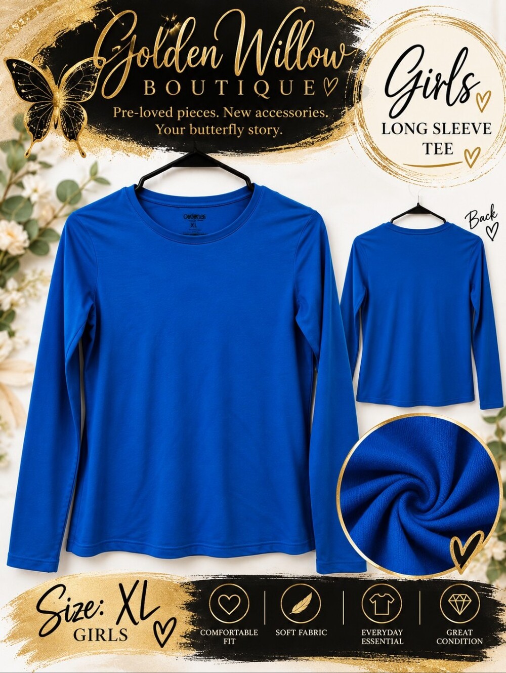 Xcool Girls Long Sleeve Tee in Blue Size XL Like New